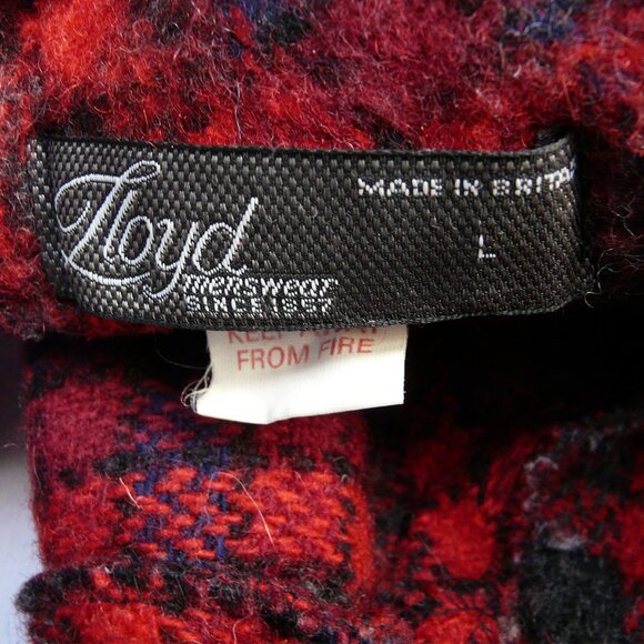 Vintage LLOYD Menswear plaid wool robe / smoking jacket, red& blue, Britain - Picture 9 of 10